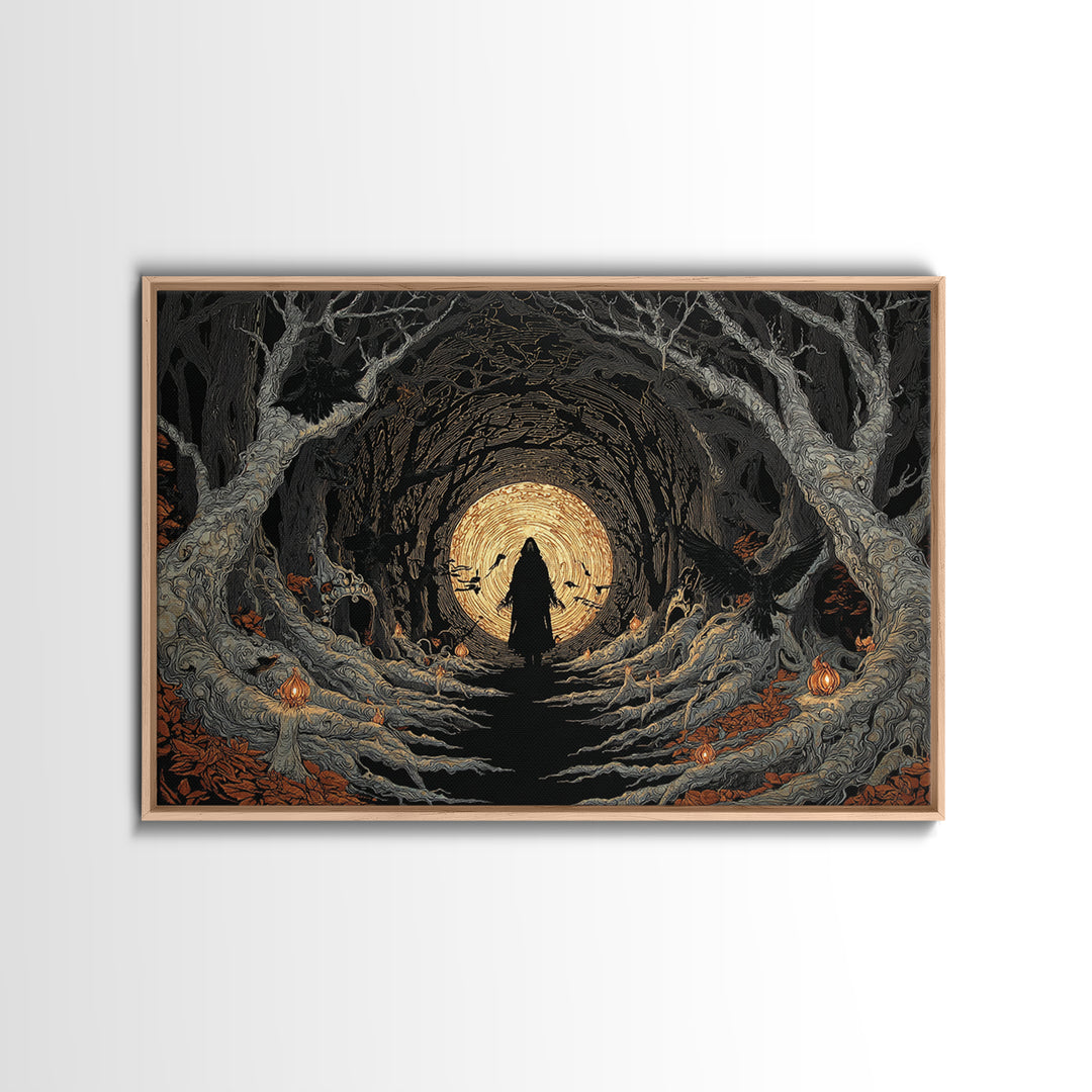 The Shadow Person, Landscape Wall Art, Macabre Wall Art, Framed Canvas Print, Halloween Wall Decor, Gothic Home Decor, Halloween Wall Art