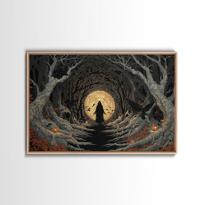 The Shadow Person, Landscape Wall Art, Macabre Wall Art, Framed Canvas Print, Halloween Wall Decor, Gothic Home Decor, Halloween Wall Art