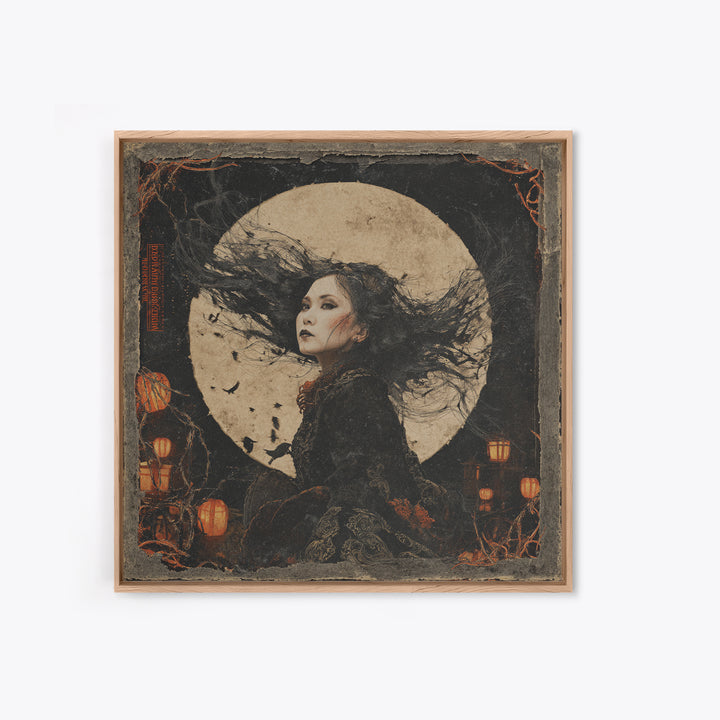 The Banshee Singer, Square Wall Art, Macabre Wall Art, Framed Canvas Print, Halloween Wall Decor, Gothic Home Decor, Horror Wall Art