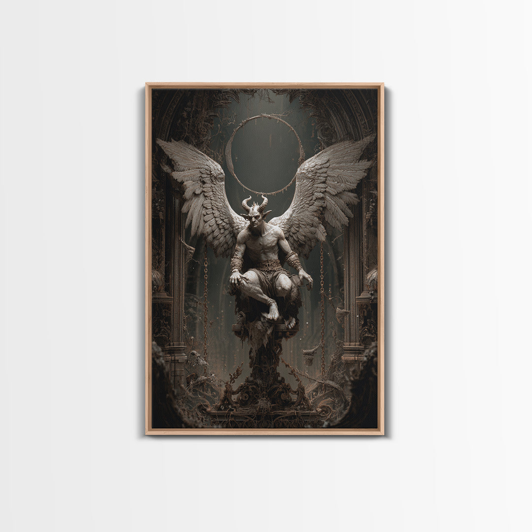 The Gargoyle Sentinel, Vertical Wall Art, Gothic Horror Wall Art, Framed Canvas Print, Halloween Wall Decor, Gothic Home Decor