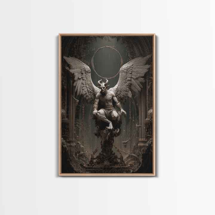 The Gargoyle Sentinel, Vertical Wall Art, Gothic Horror Wall Art, Framed Canvas Print, Halloween Wall Decor, Gothic Home Decor