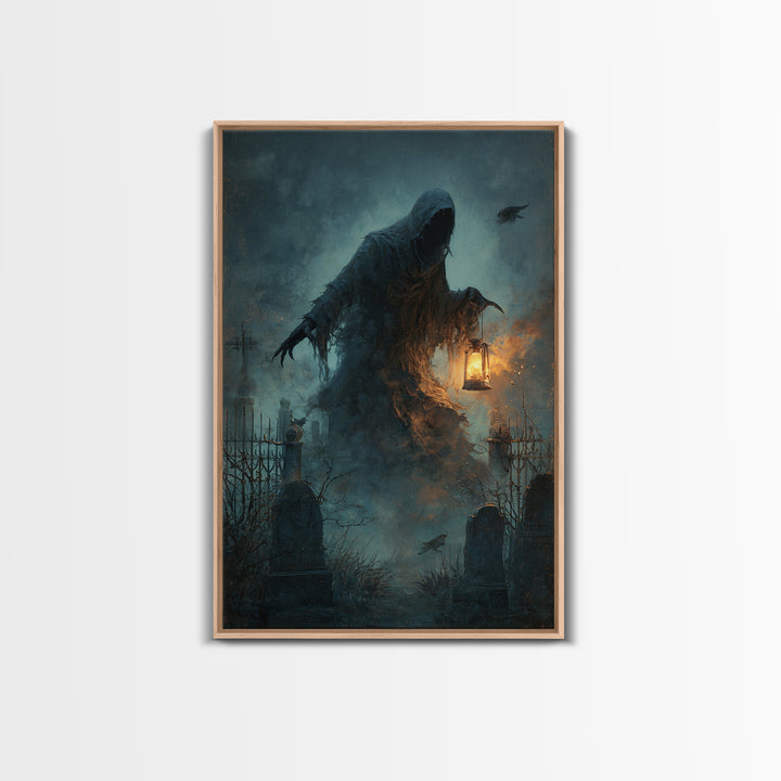 The Tattered Wraith, Vertical Wall Art, Gothic Horror Wall Art, Framed Canvas Print, Halloween Wall Decor, Gothic Home Decor
