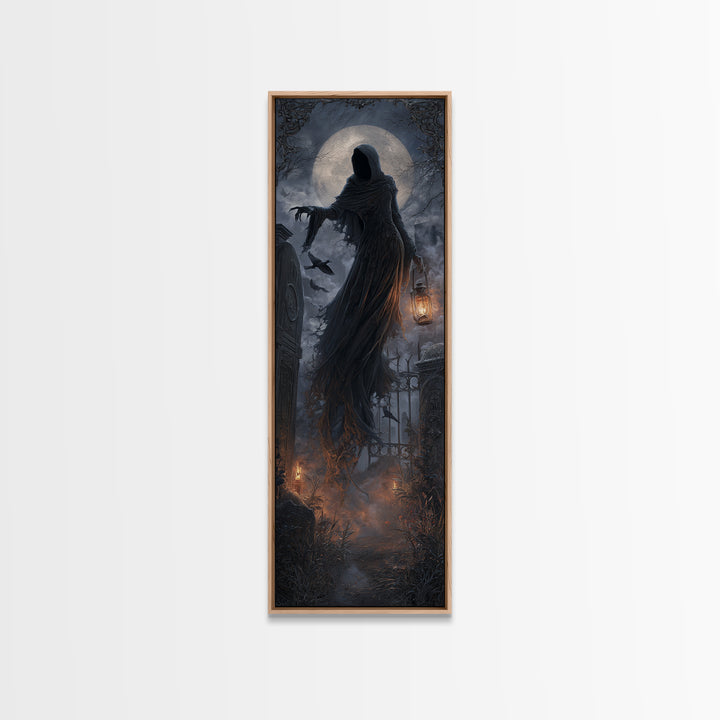 The Tattered Wraith, Tall Narrow Wall Art, Haunted Gothic Art, Framed Canvas Print, Halloween Wall Decor, Gothic Home Decor, Horror Wall Art