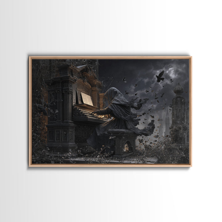 The Phantom Organist, Landscape Wall Art, Macabre Wall Art, Framed Canvas Print, Halloween Wall Decor, Gothic Home Decor, Spooky Wall Decor