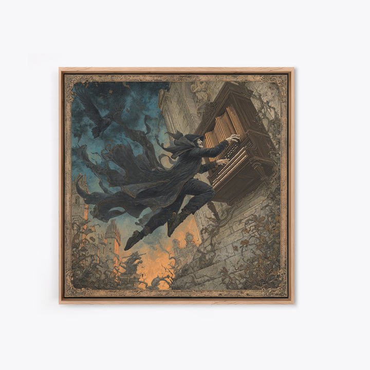 The Phantom Organist, Square Wall Art, Haunted Gothic Art, Framed Canvas Print, Halloween Wall Decor, Gothic Home Decor, Dark Fantasy Art