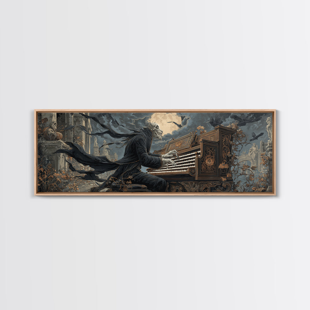 The Phantom Organist, Extra Wide Wall Art, Dark Halloween Decor, Canvas Print, Halloween Wall Decor, Gothic Home Decor, Spooky Wall Decor