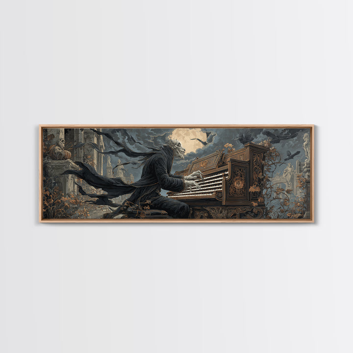 The Phantom Organist, Extra Wide Wall Art, Dark Halloween Decor, Canvas Print, Halloween Wall Decor, Gothic Home Decor, Spooky Wall Decor