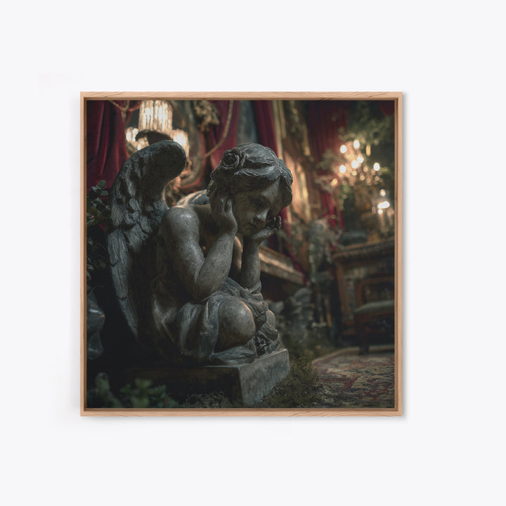 The Weeping Cemetery Angel, Square Wall Art, Dark Halloween Decor, Canvas Print, Halloween Wall Decor, Gothic Home Decor, Macabre Wall Art