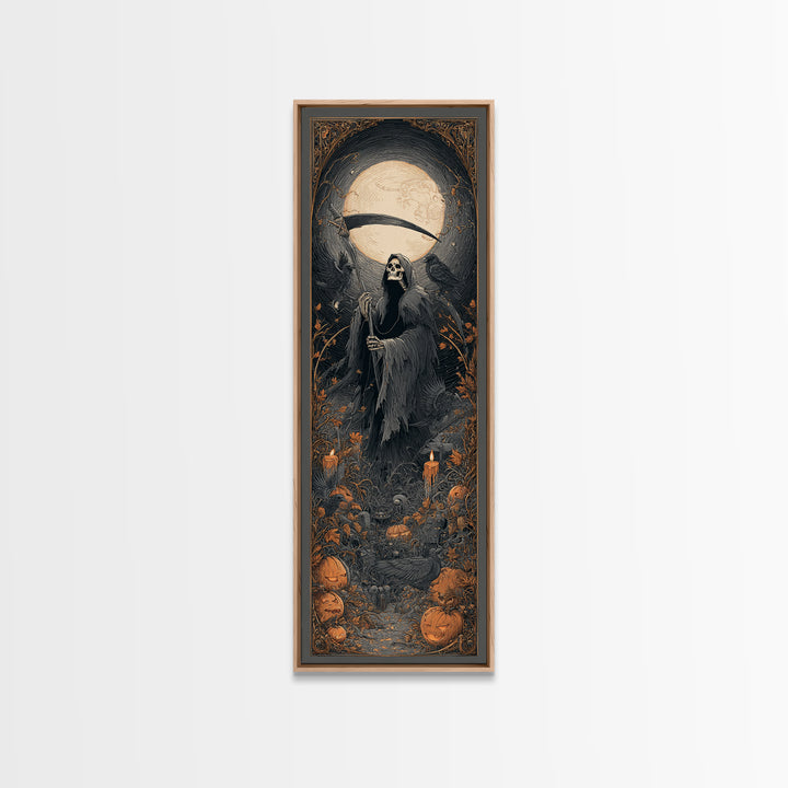 The Fog-Bound Reaper, Tall Narrow Wall Art, Spooky Home Decor, Canvas Print, Halloween Wall Decor, Gothic Home Decor, Halloween Wall Art