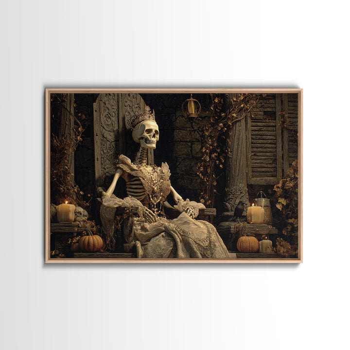 The Bone Queen, Landscape Wall Art, Gothic Horror Wall Art, Framed Canvas Print, Halloween Wall Decor, Gothic Home Decor, Macabre Wall Art