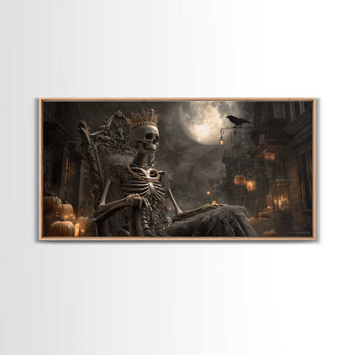 The Bone Queen, Wide Panoramic Art, Dark Halloween Decor, Canvas Print, Halloween Wall Decor, Gothic Home Decor, Collectible Wall Decor