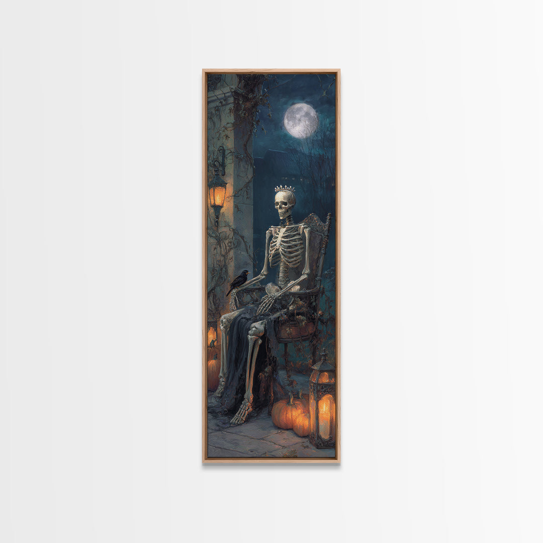 The Bone Queen, Tall Narrow Wall Art, Gothic Horror Wall Art, Framed Canvas Print, Halloween Wall Decor, Gothic Home Decor