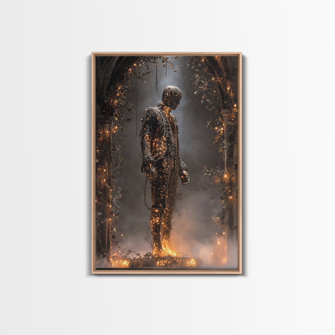 The Candlewax Man, Vertical Wall Art, Gothic Horror Wall Art, Framed Canvas Print, Halloween Wall Decor, Gothic Home Decor