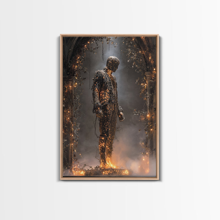 The Candlewax Man, Vertical Wall Art, Gothic Horror Wall Art, Framed Canvas Print, Halloween Wall Decor, Gothic Home Decor
