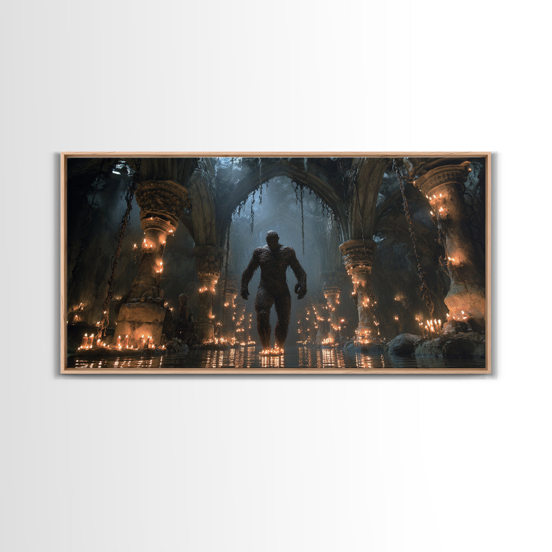 The Candlewax Man, Wide Panoramic Art, Dark Halloween Decor, Canvas Print, Halloween Wall Decor, Gothic Home Decor, Statement Wall Art