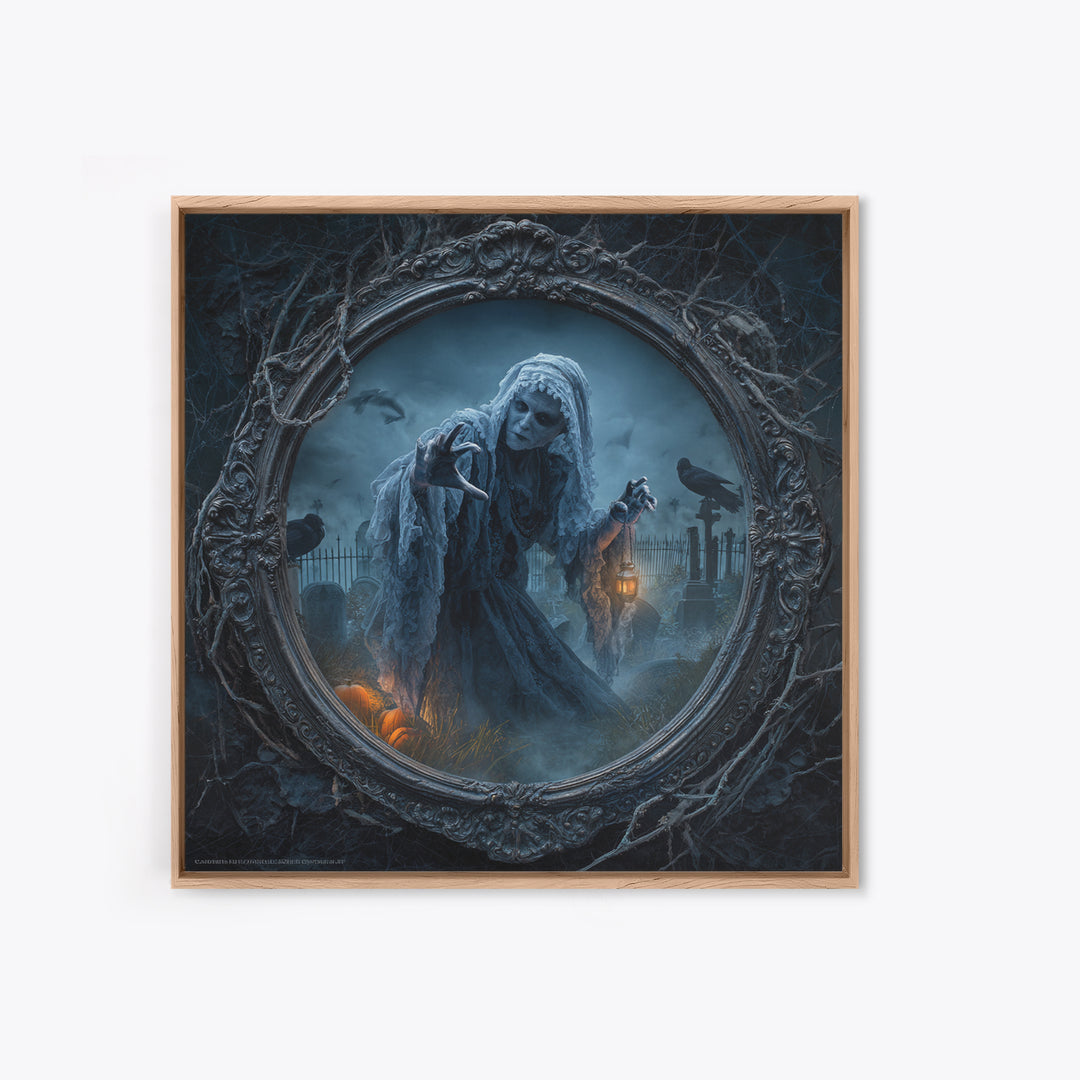 The Mirror Spirit, Square Wall Art, Dark Halloween Decor, Canvas Print, Halloween Wall Decor, Gothic Home Decor, Spooky Wall Decor