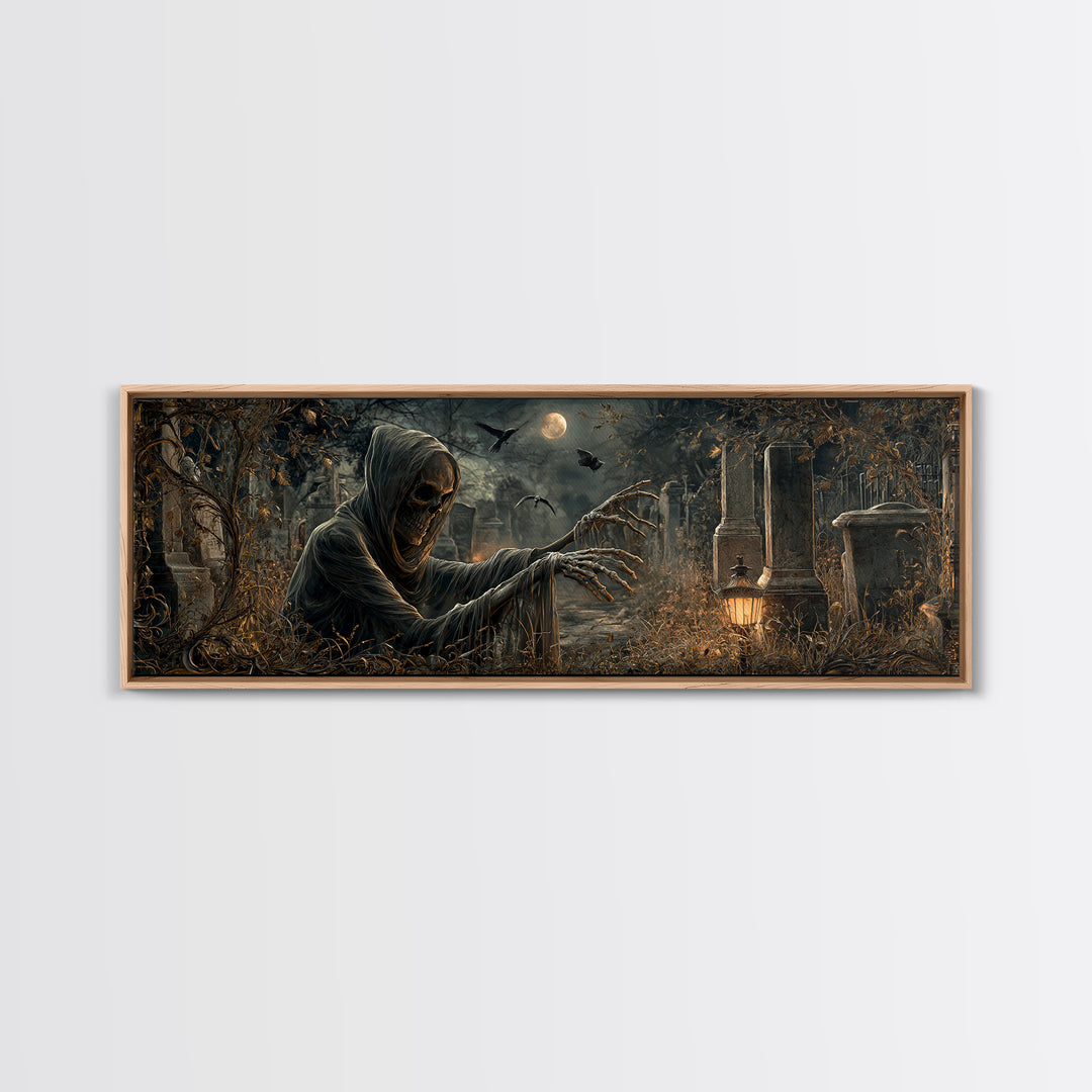 The Mirror Spirit, Extra Wide Wall Art, Dark Halloween Decor, Canvas Print, Halloween Wall Decor, Gothic Home Decor, Dark Fantasy Art