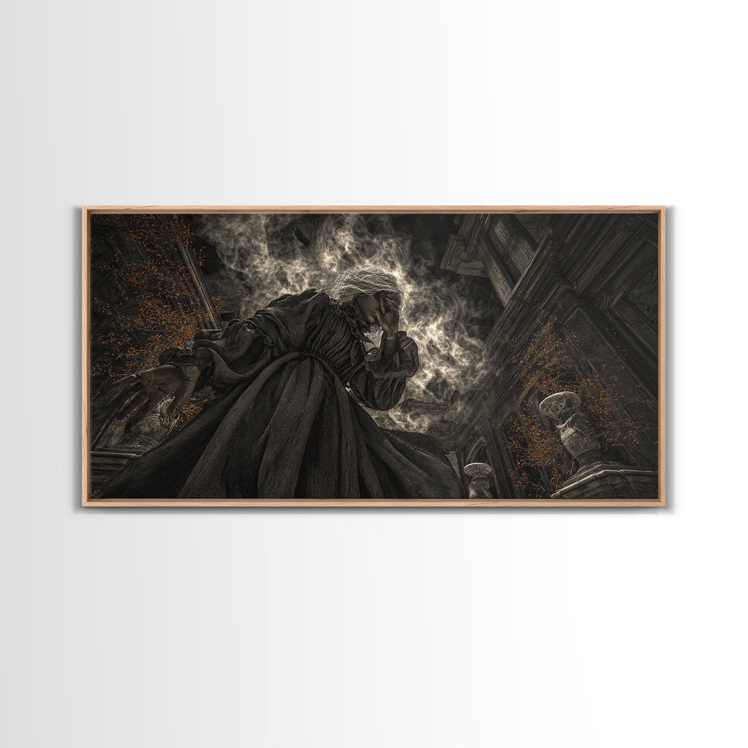 The Attic Whisperer, Wide Panoramic Art, Dark Fantasy Wall Art, Canvas Print, Halloween Wall Decor, Gothic Home Decor, Horror Wall Art
