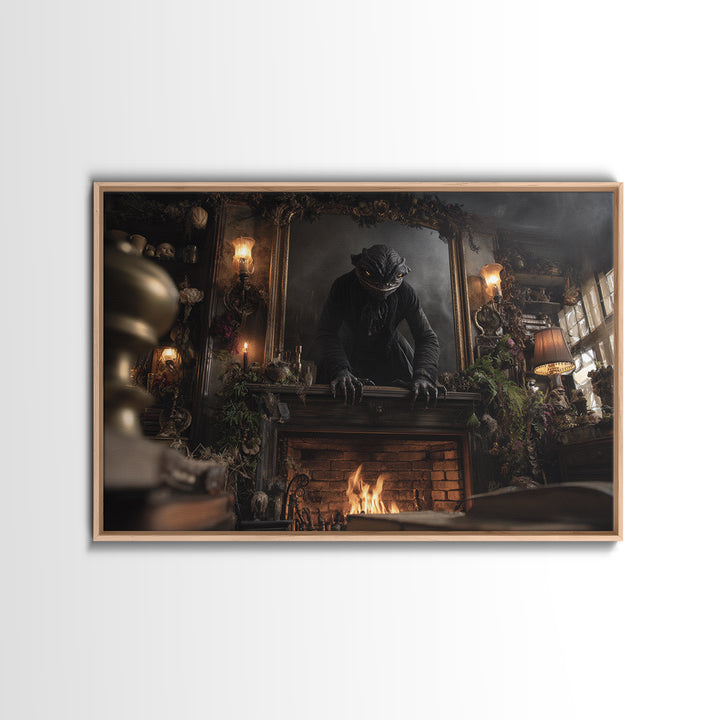 The Chimney Phantom, Landscape Wall Art, Gothic Horror Wall Art, Framed Canvas Print, Halloween Wall Decor, Gothic Home Decor