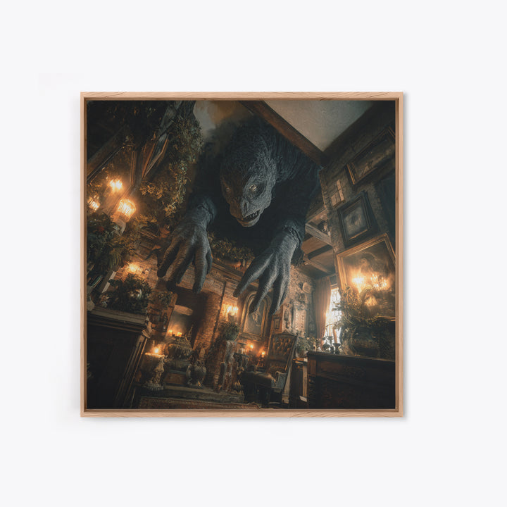 The Chimney Phantom, Square Wall Art, Gothic Horror Wall Art, Framed Canvas Print, Halloween Wall Decor, Gothic Home Decor