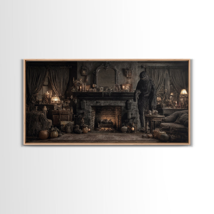 The Chimney Phantom, Wide Panoramic Art, Dark Fantasy Wall Art, Canvas Print, Halloween Wall Decor, Gothic Home Decor, Dark Fantasy Art