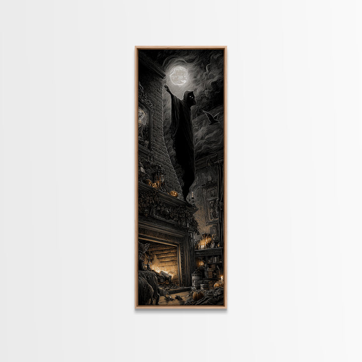 The Chimney Phantom, Tall Narrow Wall Art, Spooky Home Decor, Canvas Print, Halloween Wall Decor, Gothic Home Decor, Spooky Wall Decor