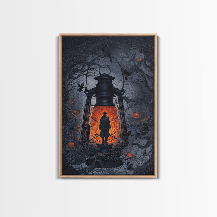 The Lantern Specter, Vertical Wall Art, Macabre Wall Art, Framed Canvas Print, Halloween Wall Decor, Gothic Home Decor, Spooky Wall Decor