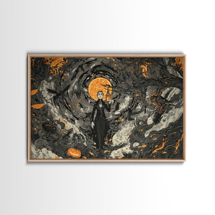 The Lantern Specter, Landscape Wall Art, Dark Fantasy Wall Art, Canvas Print, Halloween Wall Decor, Gothic Home Decor, Macabre Wall Art
