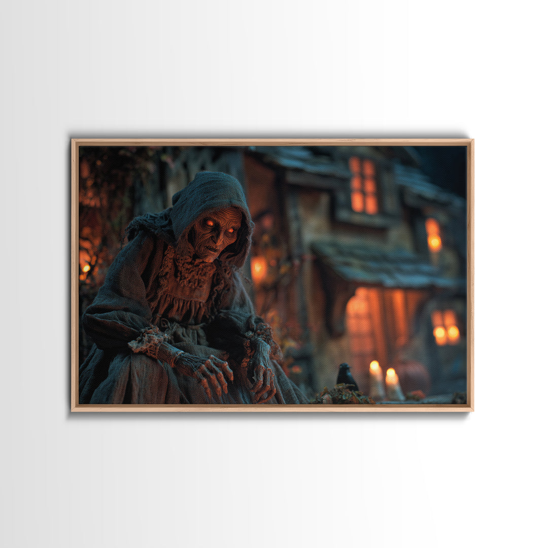 The Red-Eyed Night Hag, Landscape Wall Art, Spooky Home Decor, Canvas Print, Halloween Wall Decor, Gothic Home Decor, Dark Fantasy Art