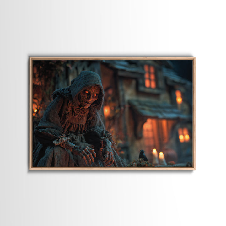 The Red-Eyed Night Hag, Landscape Wall Art, Spooky Home Decor, Canvas Print, Halloween Wall Decor, Gothic Home Decor, Dark Fantasy Art