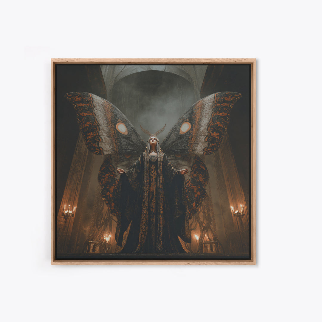 The Velvet Moth Witch, Square Wall Art, Dark Fantasy Wall Art, Canvas Print, Halloween Wall Decor, Gothic Home Decor, Spooky Wall Decor