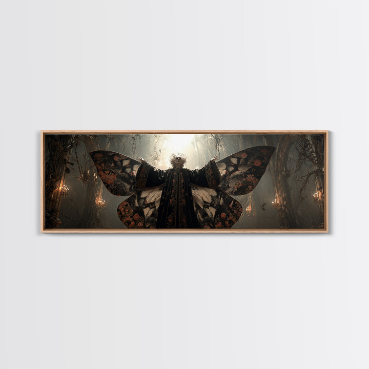 The Velvet Moth Witch, Extra Wide Wall Art, Gothic Horror Wall Art, Framed Canvas Print, Halloween Wall Decor, Gothic Home Decor