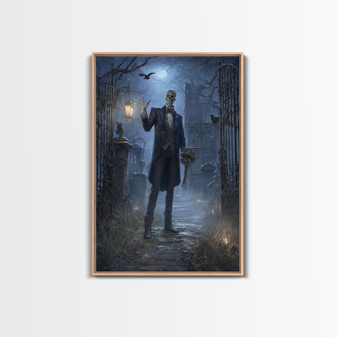 The Ghostly Groom, Vertical Wall Art, Spooky Home Decor, Canvas Print, Halloween Wall Decor, Gothic Home Decor, Dark Fantasy Art