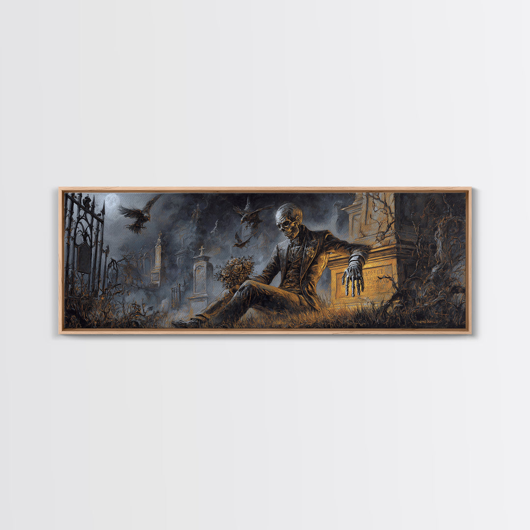 The Ghostly Groom, Extra Wide Wall Art, Dark Fantasy Wall Art, Canvas Print, Halloween Wall Decor, Gothic Home Decor, Seasonal Home Decor