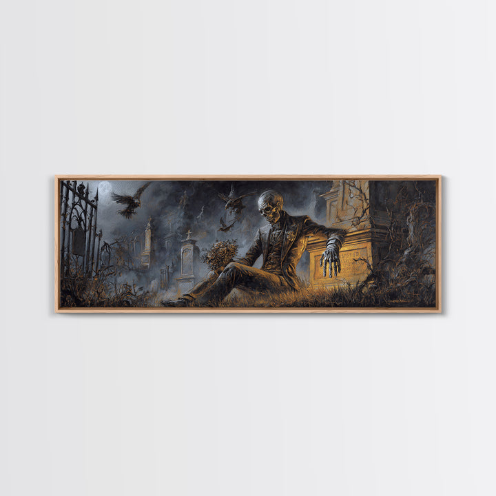 The Ghostly Groom, Extra Wide Wall Art, Dark Fantasy Wall Art, Canvas Print, Halloween Wall Decor, Gothic Home Decor, Seasonal Home Decor