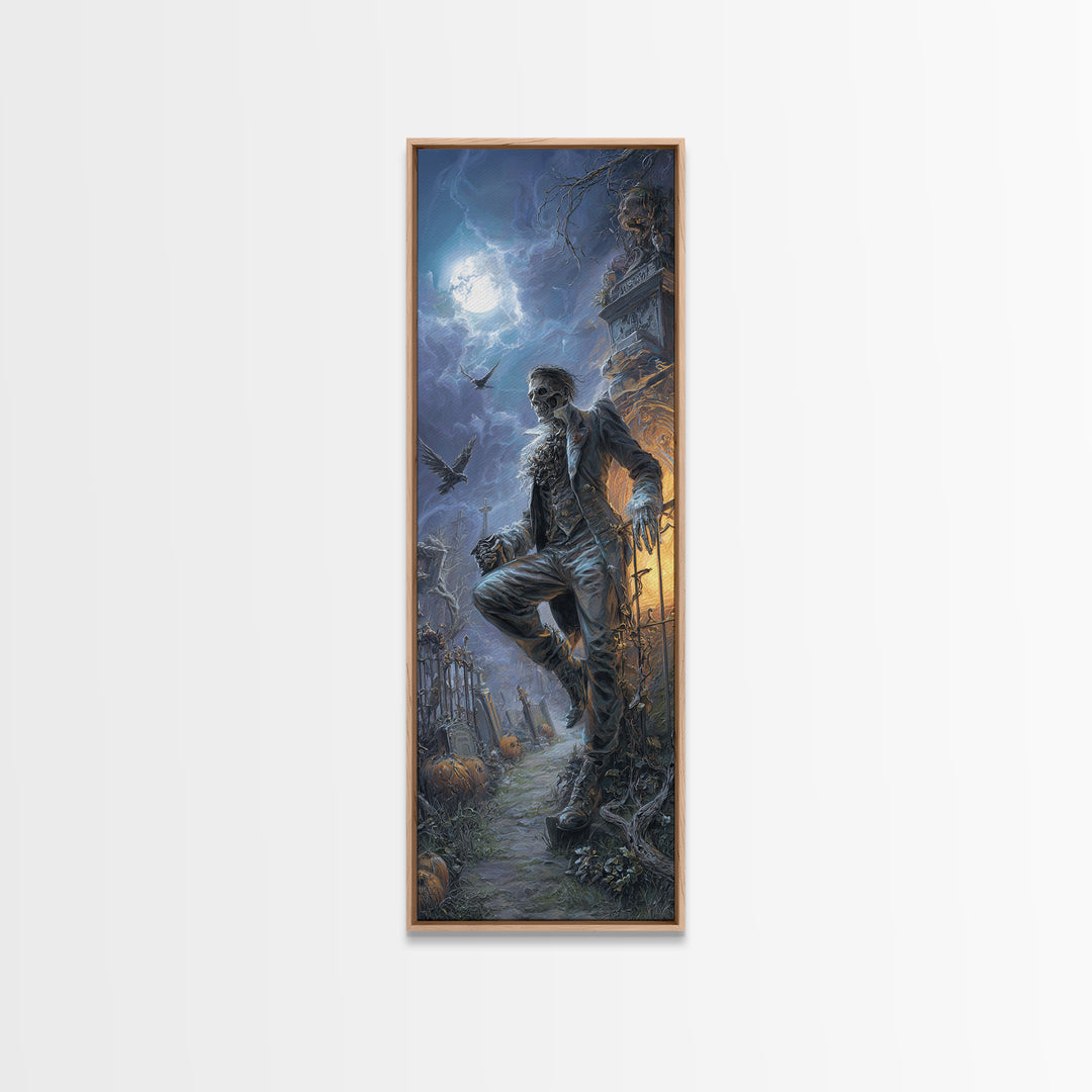 The Ghostly Groom, Tall Narrow Wall Art, Macabre Wall Art, Framed Canvas Print, Halloween Wall Decor, Gothic Home Decor, Seasonal Home Decor