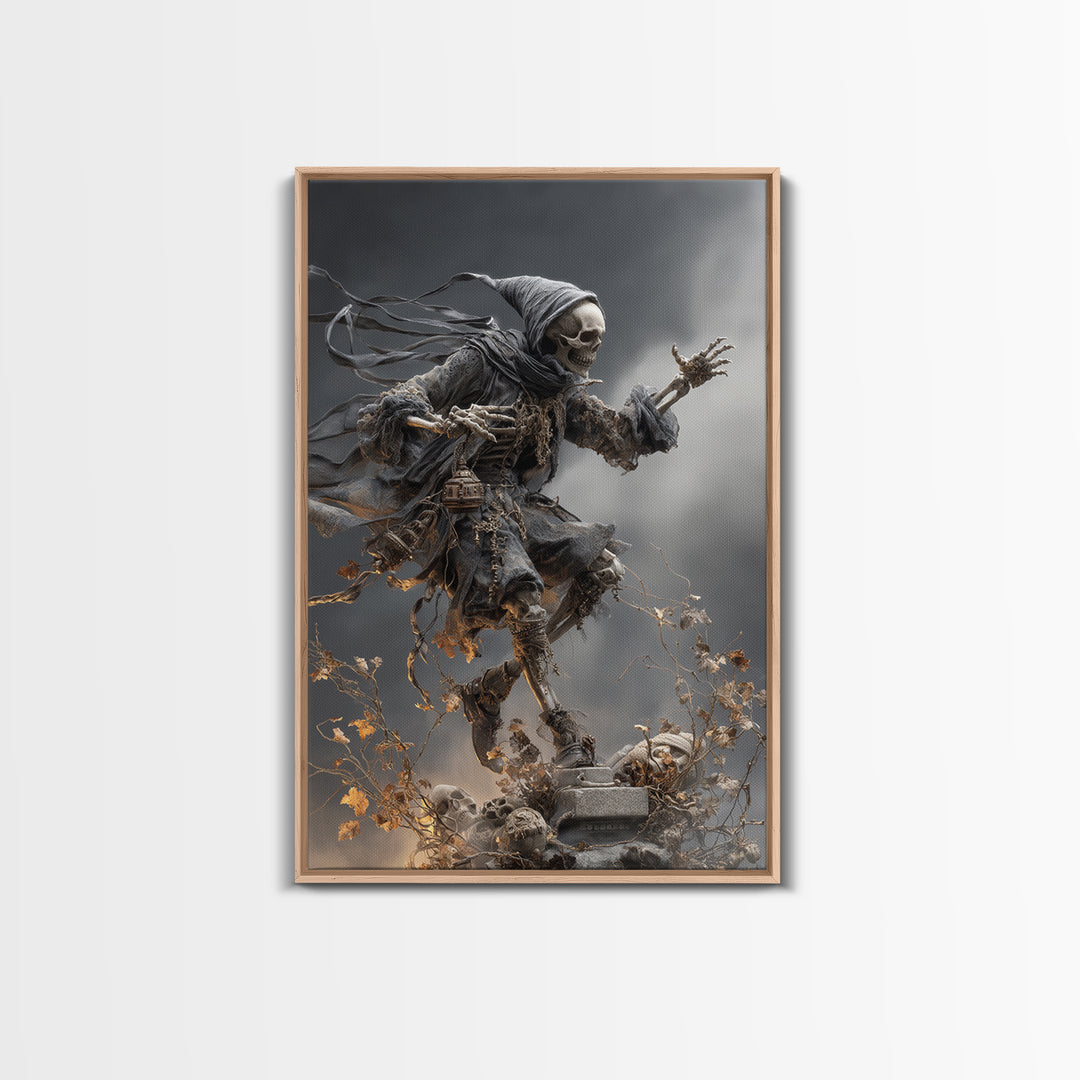 The Phantom Jester, Vertical Wall Art, Spooky Home Decor, Canvas Print, Halloween Wall Decor, Gothic Home Decor, Dark Fantasy Art