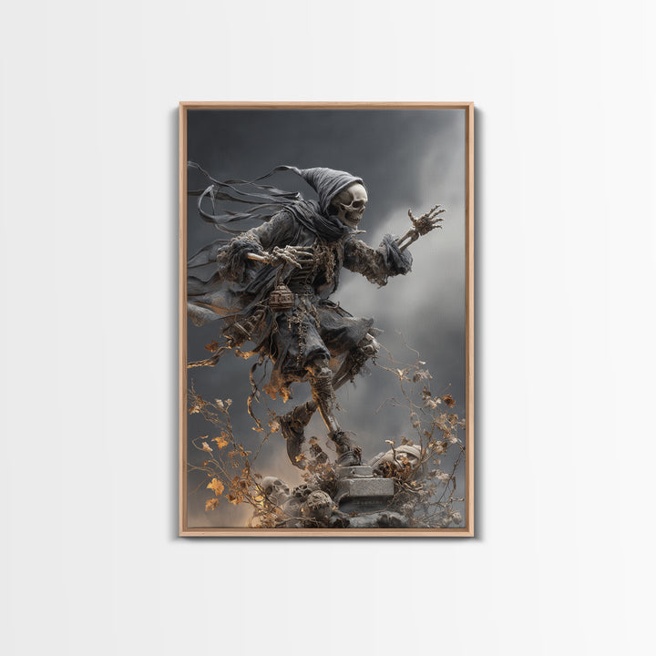 The Phantom Jester, Vertical Wall Art, Spooky Home Decor, Canvas Print, Halloween Wall Decor, Gothic Home Decor, Dark Fantasy Art