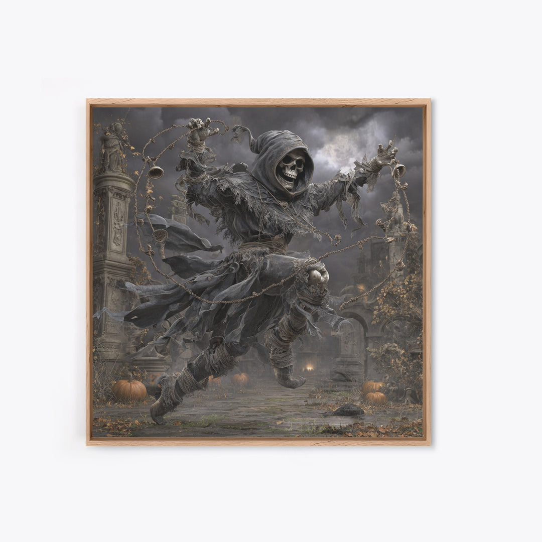 The Phantom Jester, Square Wall Art, Spooky Home Decor, Canvas Print, Halloween Wall Decor, Gothic Home Decor, Macabre Wall Art