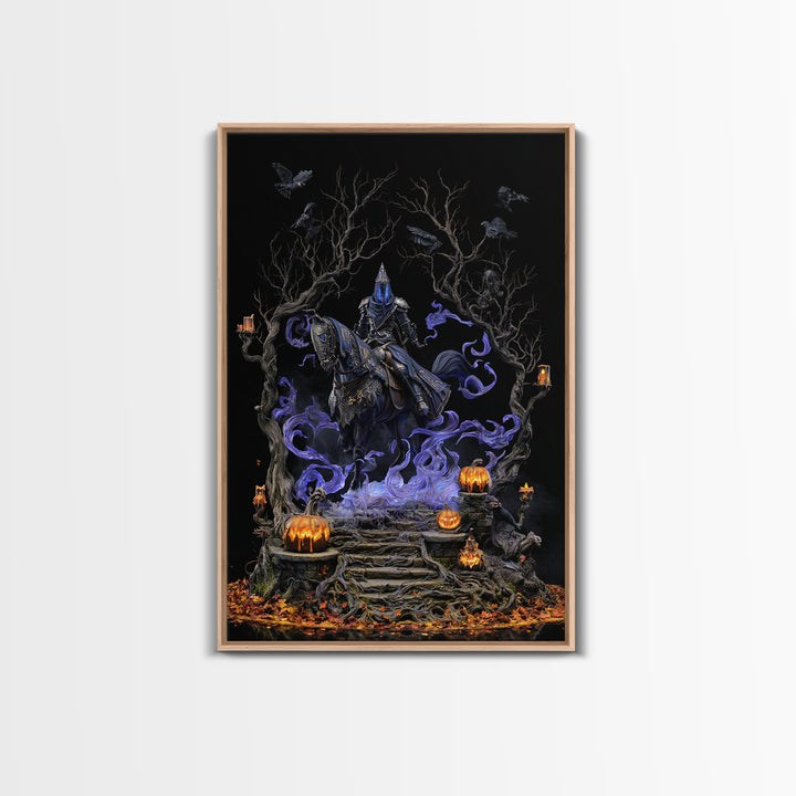 The Spectral Knight, Vertical Wall Art, Macabre Wall Art, Framed Canvas Print, Halloween Wall Decor, Gothic Home Decor, Spooky Wall Decor