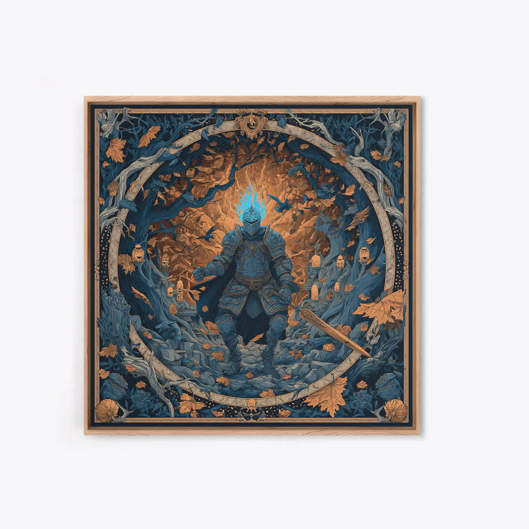 The Spectral Knight, Square Wall Art, Haunted Gothic Art, Framed Canvas Print, Halloween Wall Decor, Gothic Home Decor