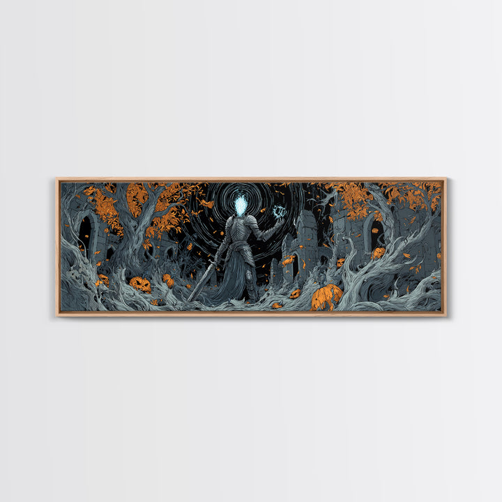 The Spectral Knight, Extra Wide Wall Art, Spooky Home Decor, Canvas Print, Halloween Wall Decor, Gothic Home Decor, Spooky Wall Decor