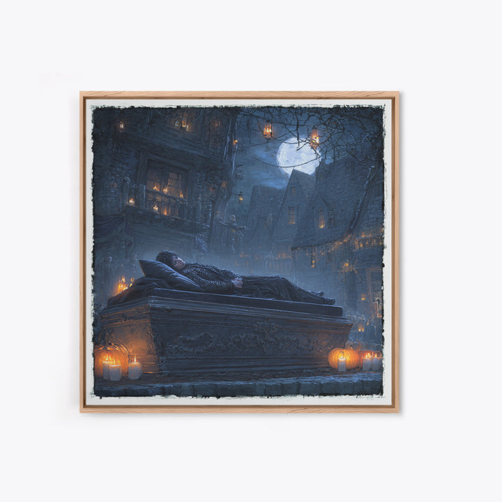 The Coffin Sleeper, Square Wall Art, Dark Halloween Decor, Canvas Print, Halloween Wall Decor, Gothic Home Decor, Seasonal Home Decor