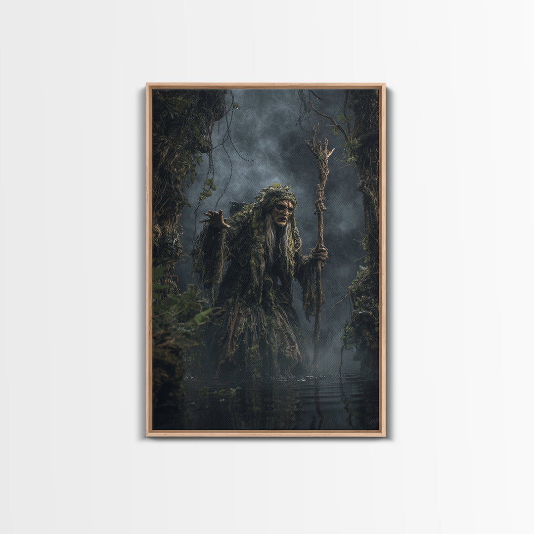 The Swamp Witch, Vertical Wall Art, Dark Halloween Decor, Canvas Print, Halloween Wall Decor, Gothic Home Decor, Seasonal Home Decor