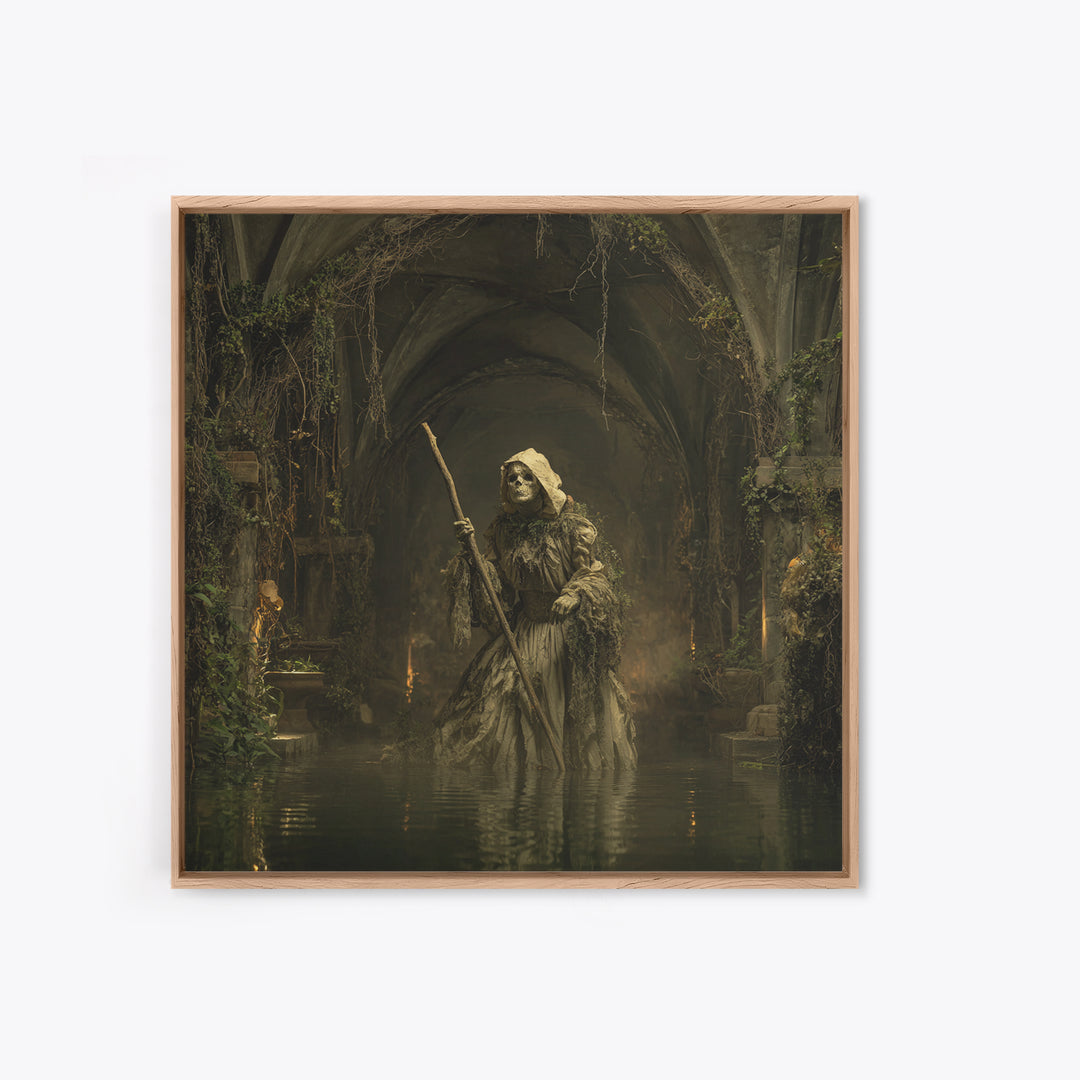 The Swamp Witch, Square Wall Art, Macabre Wall Art, Framed Canvas Print, Halloween Wall Decor, Gothic Home Decor, Seasonal Home Decor