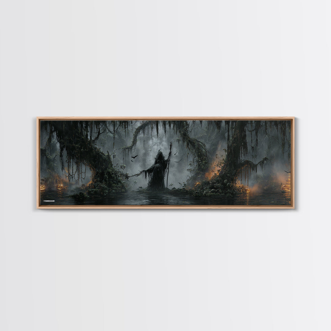 The Swamp Witch, Extra Wide Wall Art, Spooky Home Decor, Canvas Print, Halloween Wall Decor, Gothic Home Decor, Macabre Wall Art