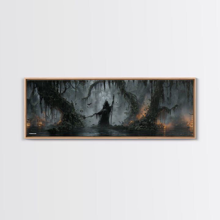 The Swamp Witch, Extra Wide Wall Art, Spooky Home Decor, Canvas Print, Halloween Wall Decor, Gothic Home Decor, Macabre Wall Art