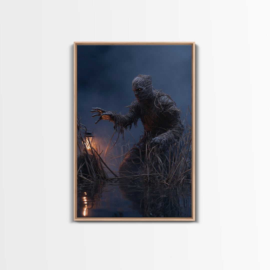 The Bog Mummy, Vertical Wall Art, Haunted Gothic Art, Framed Canvas Print, Halloween Wall Decor, Gothic Home Decor, Horror Wall Art