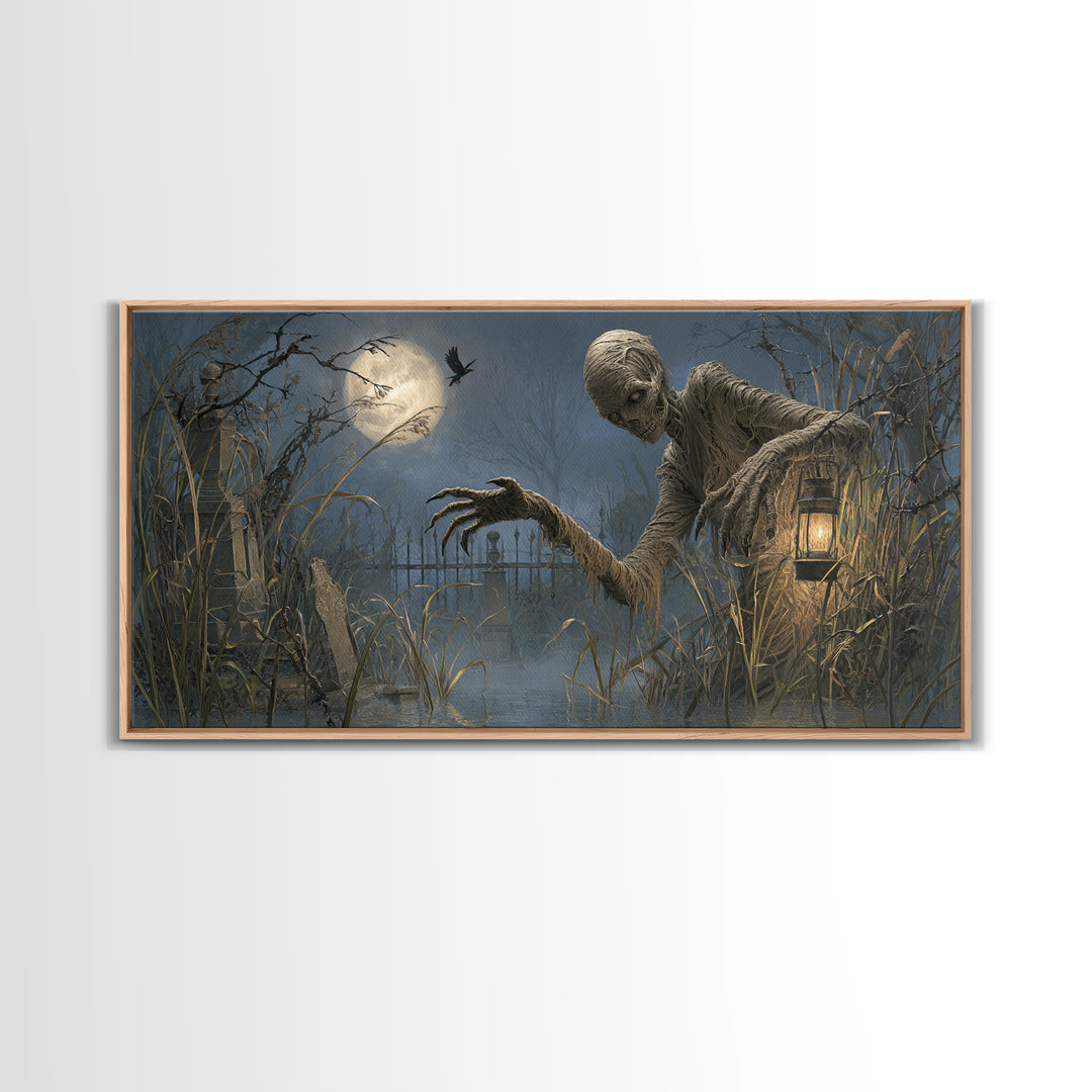 The Bog Mummy, Wide Panoramic Art, Dark Fantasy Wall Art, Canvas Print, Halloween Wall Decor, Gothic Home Decor, Dark Fantasy Art