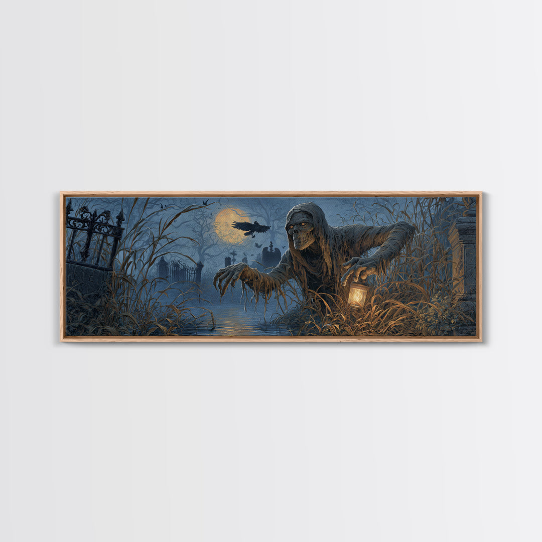 The Bog Mummy, Extra Wide Wall Art, Gothic Horror Wall Art, Framed Canvas Print, Halloween Wall Decor, Gothic Home Decor, Statement Wall Art